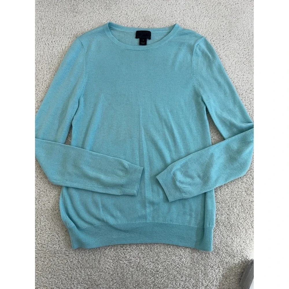 J. Crew Collection Italian Cashmere Teal Sweater Small Long Sleeve Pullover